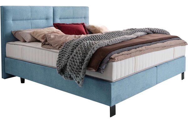 POSTELJA BOXSPRING 200 cm x 220 cm , tekstil pastelno modra