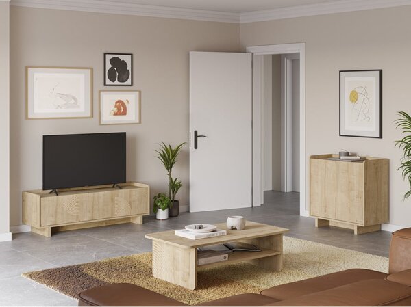 TV omarica v hrastovem dekorju v naravni barvi 140x45x40 cm Daira – Marckeric