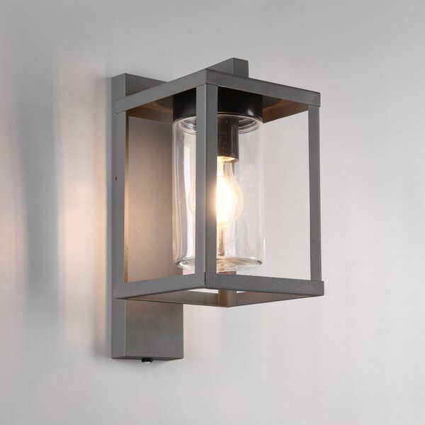 Trio Lighting Zunanja stenska svetilka Lunga s senzorjem somraka, Črna, Kovina, Sodobni