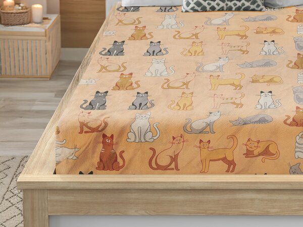 Rjuha mikropliš COLORED CATS 90x200 cm kremna