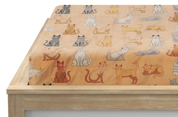 Rjuha mikropliš COLORED CATS 90x200 cm kremna