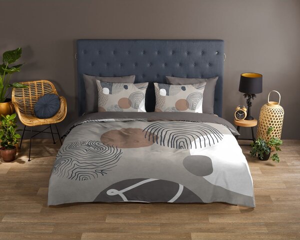 Siva enojna podaljšana bombažna posteljnina 140x220 cm Hendrik – Good Morning
