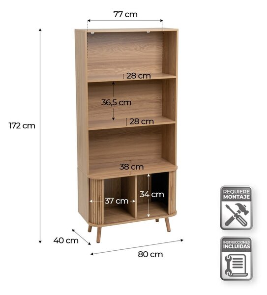 Regal v hrastovem dekorju 80x172x40 cm Elia – Casa Selección