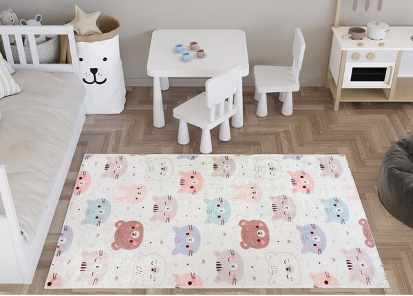 Slonokoščena pralna otroška preproga 120x180 cm Cute Animals – Vitaus