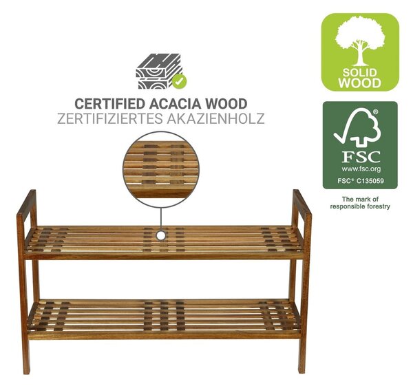 Stojalo za čevlje iz masivne akacije v naravni barvi 69x40,5x27 cm Fondi – Wenko