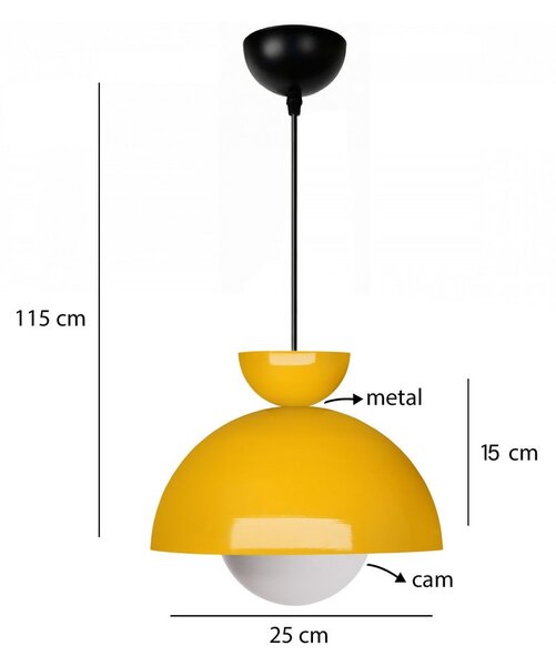Rumena viseča svetilka s kovinskim senčilom ø 25 cm Arta – Opviq lights
