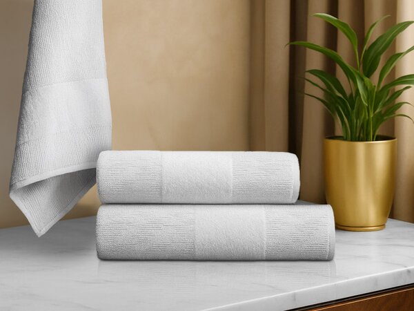 Set brisač CARRARA 1 kos 60x100 cm in 1 kos 40x55 cm 100% bombaž, bela