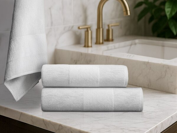 Set brisač CARRARA 1 kos 60x100 cm in 1 kos 40x55 cm 100% bombaž, bela