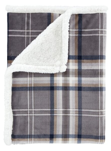 Siva odeja iz sherpa flisa 130x170 cm Kelso Check – Catherine Lansfield