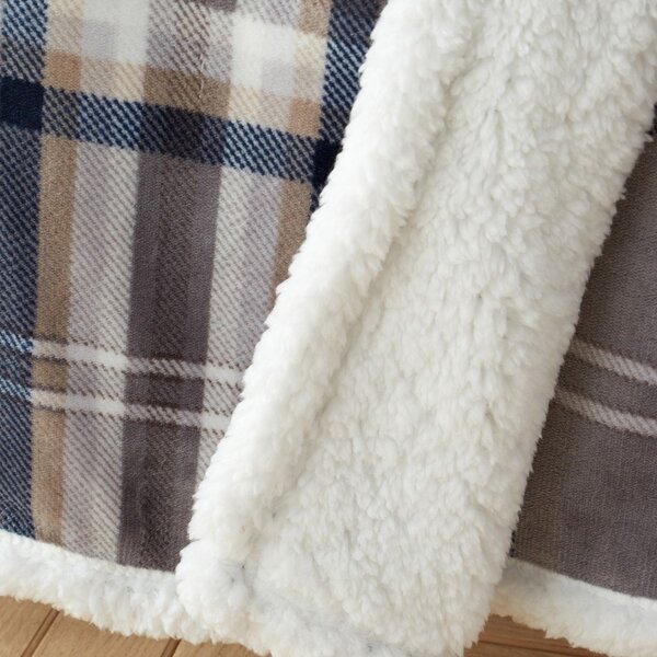 Siva odeja iz sherpa flisa 130x170 cm Kelso Check – Catherine Lansfield