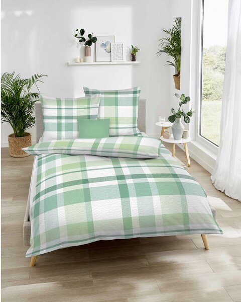 POSTELJNINA Madras Karo 140/200 cm mečkanka zelena