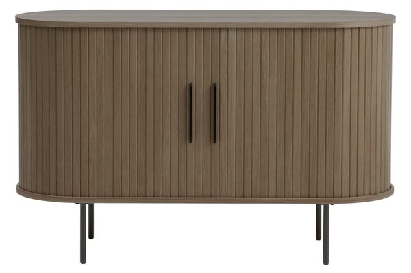 Rjava komoda v hrastovem dekorju z drsnimi vrati 120x76x45 cm Nola – Unique Furniture