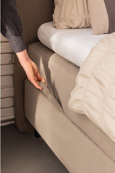 Sivorjava boxspring postelja s prostorom za shranjevanje 160x200 cm Elva Bold – Bonami Selection