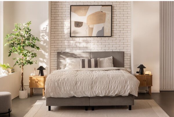 Sivorjava boxspring postelja s prostorom za shranjevanje 160x200 cm Elva Bold – Bonami Selection