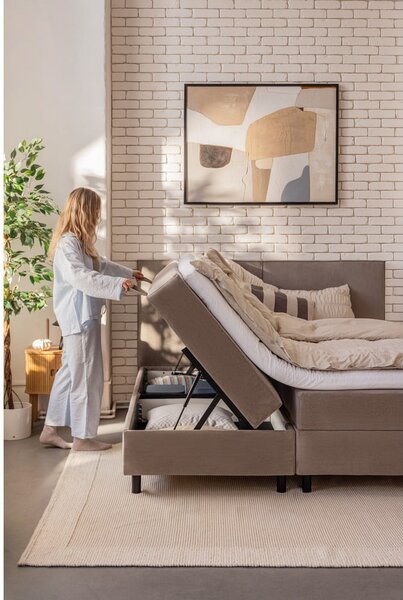 Sivorjava boxspring postelja s prostorom za shranjevanje 160x200 cm Elva Bold – Bonami Selection