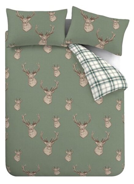 Zelena enojna posteljnina 135x200 cm Stag Check – Catherine Lansfield