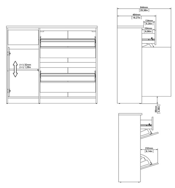 Preklopna omarica za čevlje v hrastovem dekorju 09x93x32 cm Naia – Tvilum