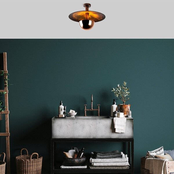 Bakrena stropna svetilka s kovinskim senčilom ø 48 cm Kurt – Opviq lights