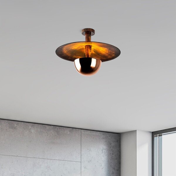 Bakrena stropna svetilka s kovinskim senčilom ø 48 cm Kurt – Opviq lights