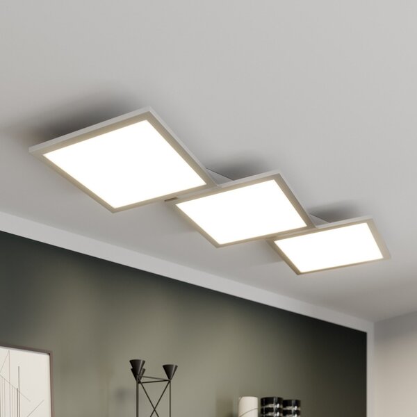 Lucande LED stropna svetilka Ilira, 3-svetlobna, srebrna, CCT, možnost, zatemnjen, Kovinska, Kuhinja, Aluminij, Sodobni
