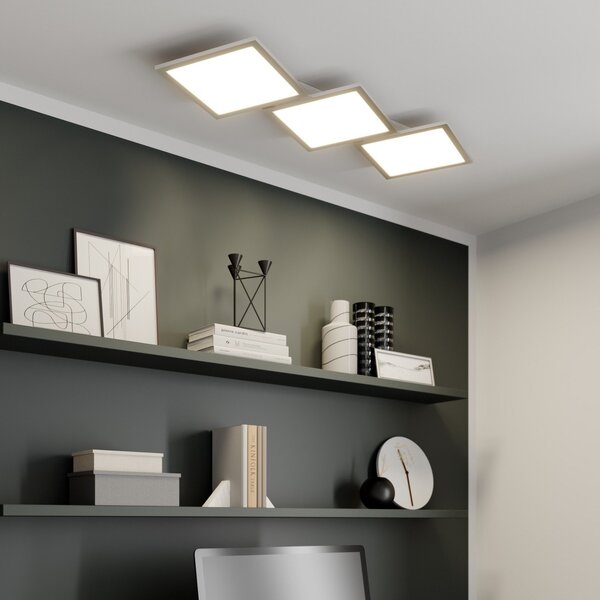 Lucande LED stropna svetilka Ilira, 3-svetlobna, srebrna, CCT, možnost, zatemnjen, Kovinska, Kuhinja, Aluminij, Sodobni