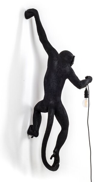 SELETTI Monkey Lamp dekorativna stenska svetilka leva črna, Črna, Plastika, Dizajn