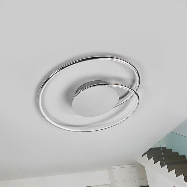 Lindby LED stropna svetilka Joline, komplet 2, Ø 46 cm, kromirana, Kovinska, Dnevna soba / jedilnica, Kovina, Sodobni