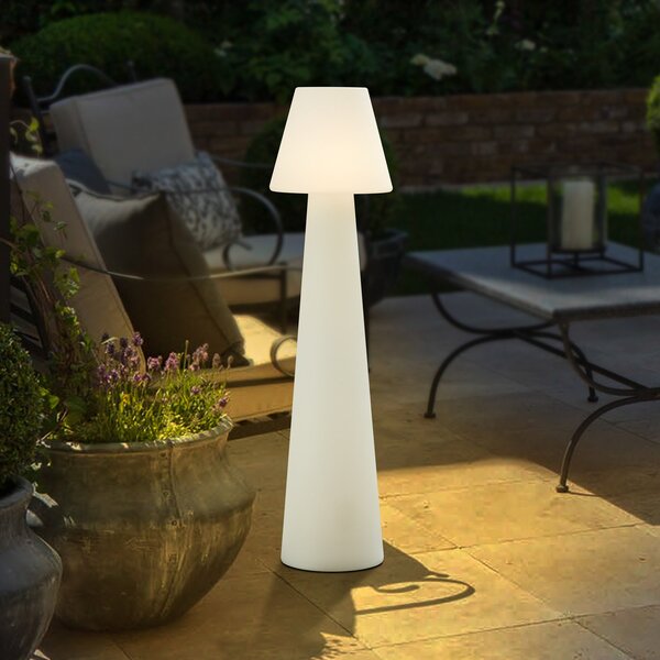 Lucande patio light Gauri, bela, višina 107 cm, IP65, Bela, Plastika, Sodobni