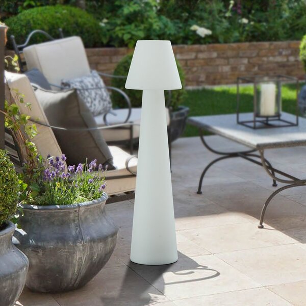 Lucande patio light Gauri, bela, višina 107 cm, IP65, Bela, Plastika, Sodobni