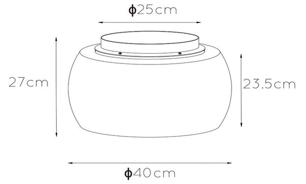 Lucide Stropna svetilka Olivia s senčnikom iz dimljenega stekla, Ø 40 cm, zatemnjen, Siva, Dnevna soba / jedilnica, Steklo