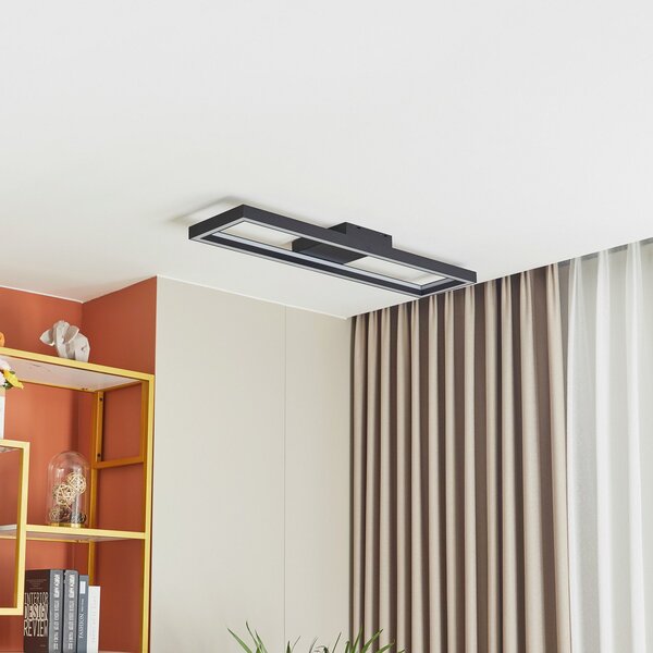 Lucande Smart LED stropna svetilka Tjado, 100 cm, črna, RGBW, zatemnjen, Črna, Dnevna soba / jedilnica, Kovina, Sodobni