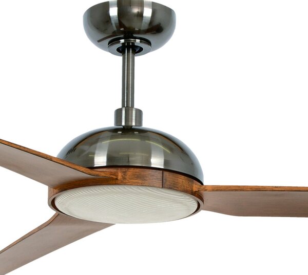 Beacon Lighting Stropni ventilator z lučjo Unione, nikelj/koza, tihi, zatemnjen, Les, Dnevna soba / jedilnica, Plastika
