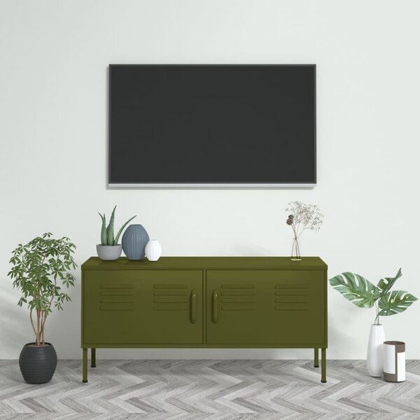 VidaXL TV omarica olivno zelena 105x35x50 cm jeklo