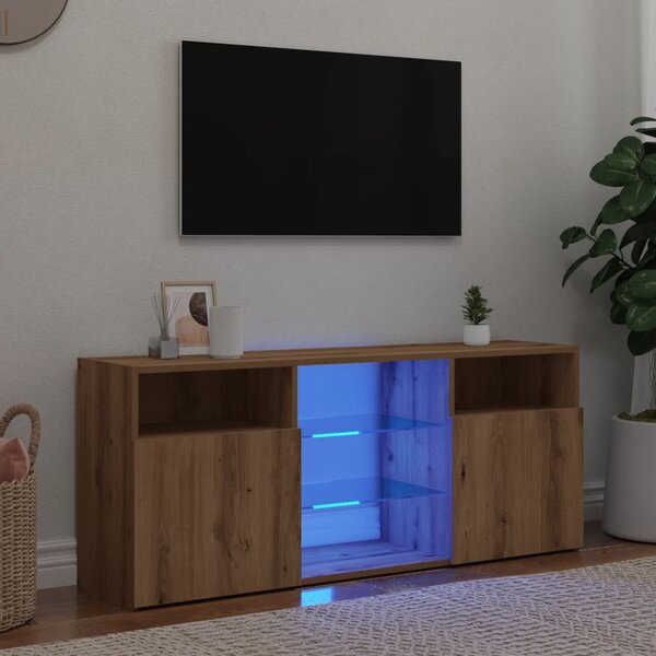 VidaXL TV omarica z LED artisan hrast 120x30x50 cm inženirski les