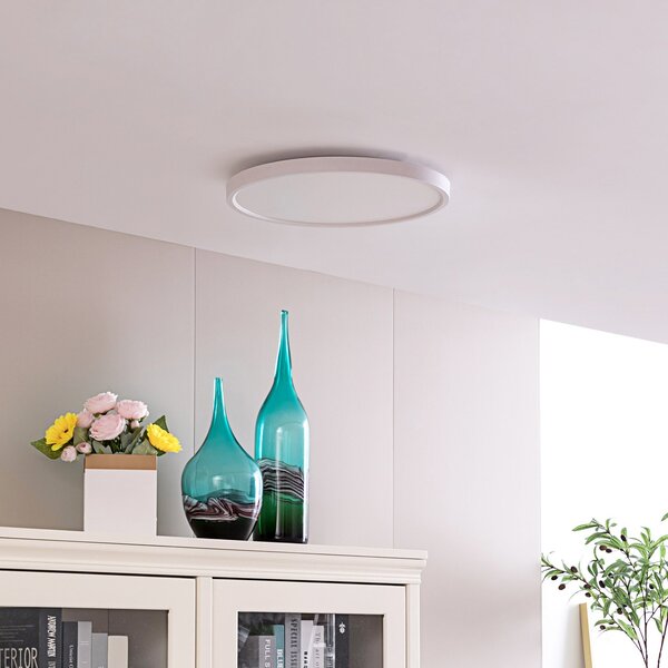 Lindby Smart LED stropna svetilka Denora, bela, RGB, CCT, Tuya, zatemnjen, Bela, Dnevna soba / jedilnica, Plastika, Sodobni