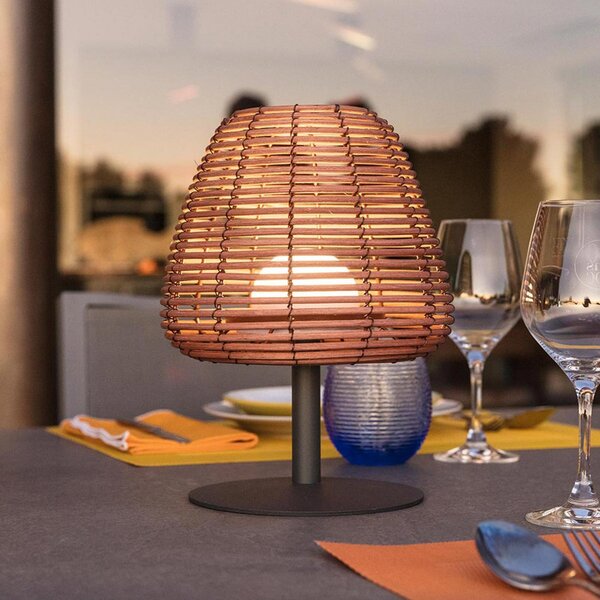 Lumisky LED namizna svetilka na baterije Boheme, temno siva/rjava, višina 25 cm, Siva, Kovina