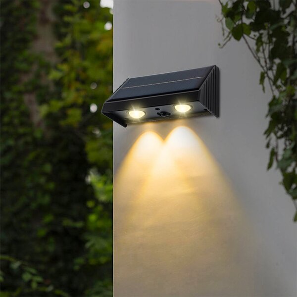 Lumisky LED-sončna stenska svetilka Kyla, črna, širina 11 cm, komplet 4 kosov, Črna, Plastika, Sodobni
