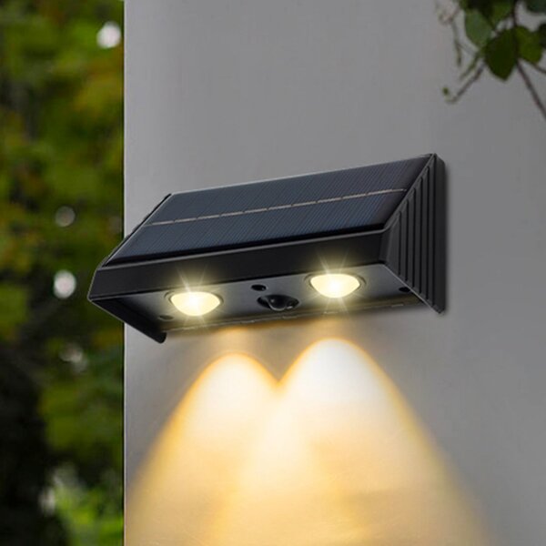 Lumisky LED-sončna stenska svetilka Kyla, črna, širina 11 cm, komplet 4 kosov, Črna, Plastika, Sodobni