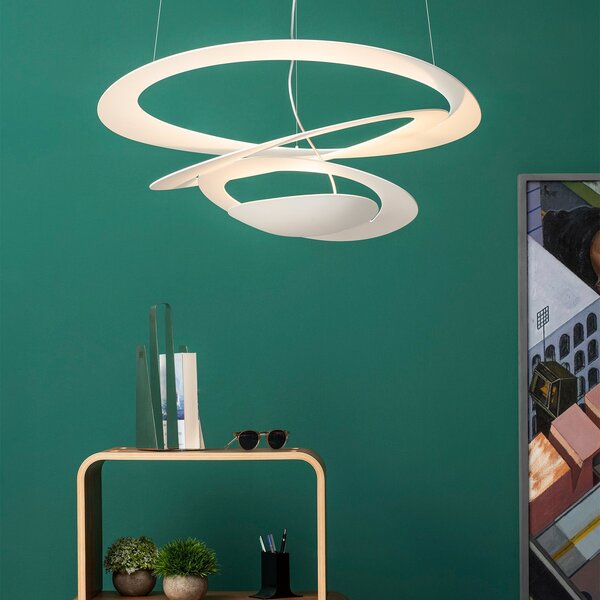 Artemide viseča svetilka Pirce, 67x69 cm, bela, zatemnjen, Bela, Dnevna soba / jedilnica, Kovina, Dizajn
