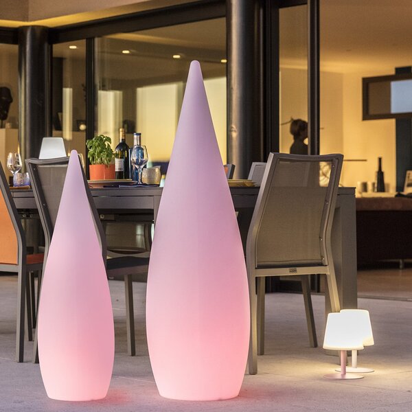 Lumisky LED-sončna terasna svetilka Classy, bela, višina 80 cm, RGBW, Bela, Plastika