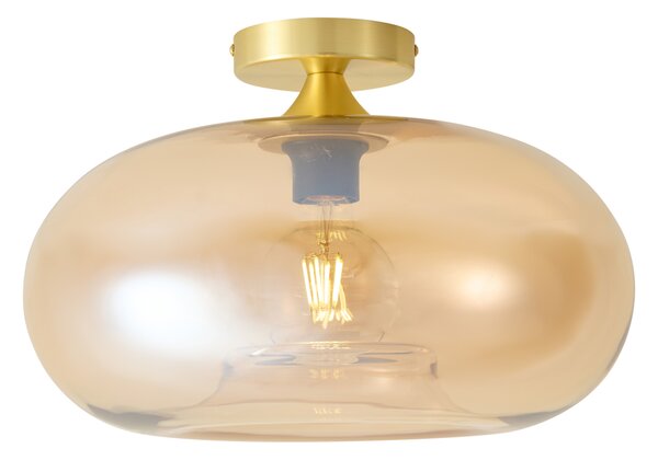 Art Deco stropna svetilka medenina z jantarjem 40 cm - Busa