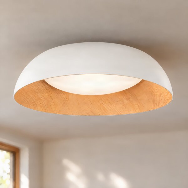 Lindby LED stropna svetilka Gracyn, bela, Ø 50 cm, stopnjevalno zatemnjevanje, zatemnjen, Bela, Dnevna soba / jedilnica, Plastika, Sodobni