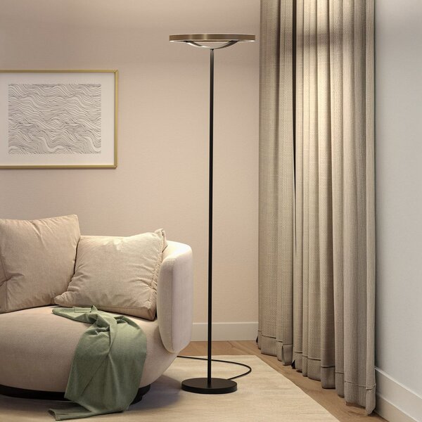 Paulmann LED-stoječa svetilka Melira, črna/zlata, višina 157 cm, zatemnjen, Črna, Dnevna soba / jedilnica, Kovina, Sodobni