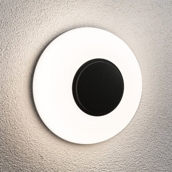 Paulmann LED-stenna svetilka Aureva, antracit, Ø 22 cm CCT, zatemnjen, Črna, Plastika, Sodobni