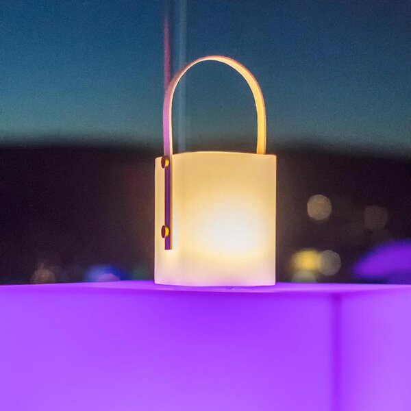 Lumisky LED namizna svetilka Tiky na baterije, bela, višina 27 cm, bambus/plastika, zatemnjen, Les, Bambus