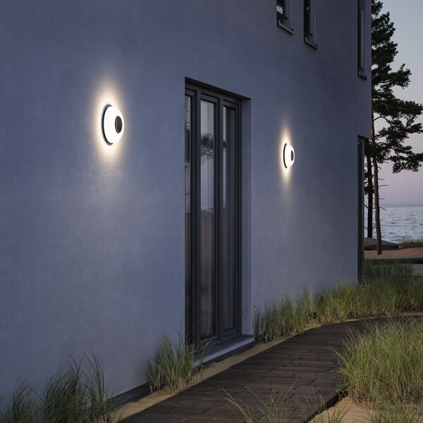 Paulmann LED-stenna svetilka Aureva, antracit, Ø 22 cm CCT, zatemnjen, Črna, Plastika, Sodobni