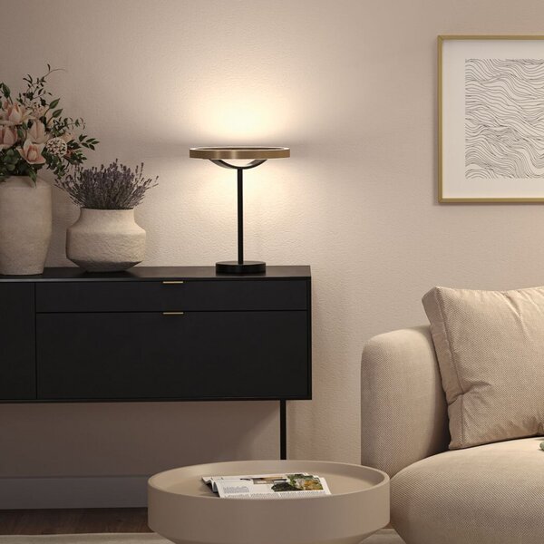 Paulmann LED namizna svetilka Melira, črna/zlata, višina 37 cm, zatemnjen, Črna, Dnevna soba / jedilnica, Kovina, Sodobni