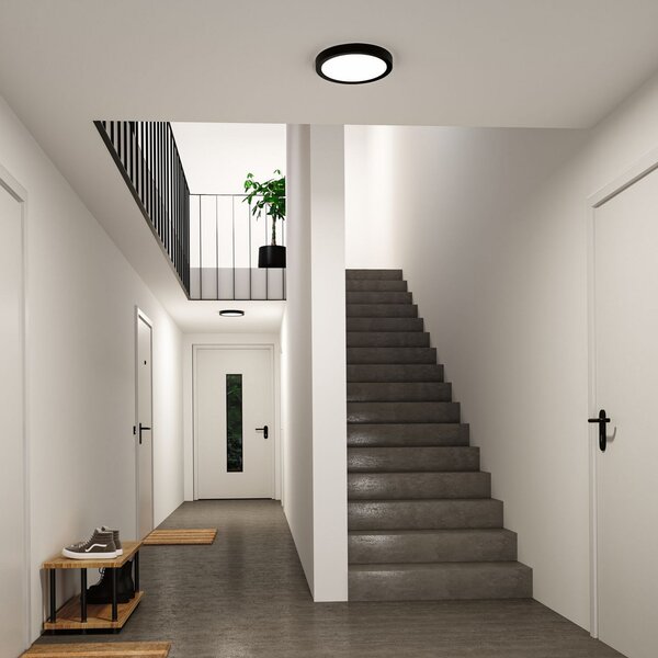 Paulmann LED-stropna svetilka Abia 2, premer 30 cm, črna, CCT, Črna, Dnevna soba / jedilnica, Plastika, Sodobni