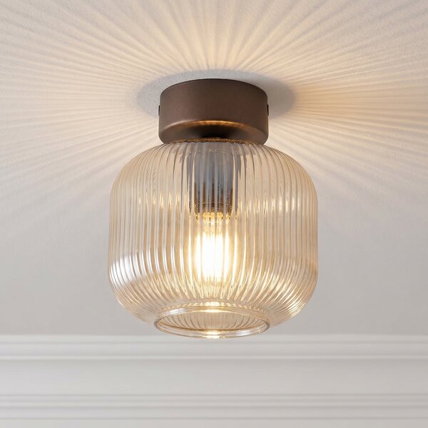TK Lighting Stropna svetilka Salvia, rjava/konjak, steklo, Ø 15 cm, E14, zatemnjen, Rjava / rjasta, Dnevna soba / jedilnica, Steklo