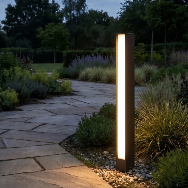 Lucande LED-ulična svetilka Lirka, višina 60 cm, rjava, IP65, Rjava / rjasta, Aluminij, Sodobni